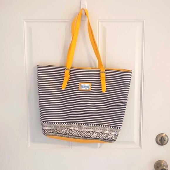 Large Kenneth Cole striped black and white tote bag - Picture 1 of 7